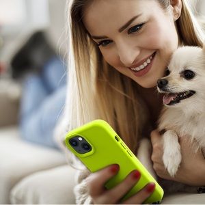 OTOFLY Designed for iPhone 13 Phone Case, Silicone  Fluorescent Yellow(105)